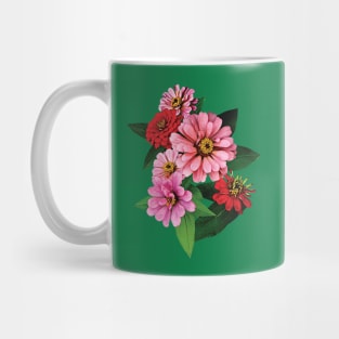 Zinnias - Group of Pink and Red Zinnias Mug